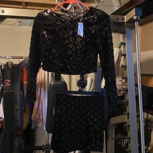 2 piece velvet sequin dress size 0